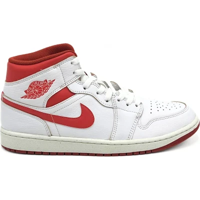 Afbeelding van Jordan AIR 1 MID SE Sneakers hoog, Heren, Maat: 45, White/lobster/dune red/sail Leer en textiel