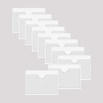 Afbeelding van BAIWOAK 10Pcs Clear Adhesive Pockets Mouwen,Plastic Zelfklevende Label Houders Zakken Houder Voor Index Kaarten Planners Kasten Planken (150x95mm)