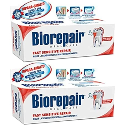Afbeelding van Biorepair: &quot;Fast Sensitive Repair&quot; Tandpasta met microRepair, New Formula 2,5 Fluid Ounce (75ml) Tubes (Pack van 2) [It...