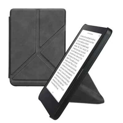 Afbeelding van kwmobile e reader hoesje compatibel Met Kobo Clara 2E hoes standaard Ereader cover van kunstleer In antraciet