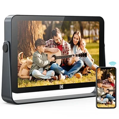 Afbeelding van KODAK Cadre Photo Numérique 10&#039;&#039; Wi Fi 6, Écran Tactile Full HD 1200x1920, 32 Go, Batterie 3800 mAh, Diaporama &amp; Musique, Météo Auto, Partage via 2.4G/5G Noir