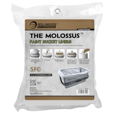 Afbeelding van ROLLINGDOG verf emmer scuttle Liners 5 stuks gebruik met 18 inch verfroller emmer, gemakkelijk schoon te maken en vervangen