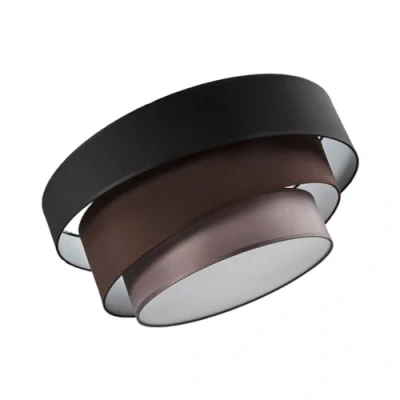 Afbeelding van Lindby plafondlamp 3 lichts stof, metaal H: 36.8 cm E27 zwart, bruin, grijs, chroom