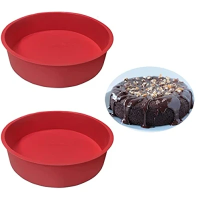 Afbeelding van 2 stuks 20 cm siliconen cakevormen voor bakken, cakevormen, ronde cakebakvorm met antiaanbaklaag, snelsluiting, geschikt bakplaat cakes, muffins, puddingen, brood