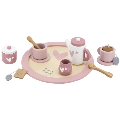 Afbeelding van Label Roze Houten Theeservies Set LLWT 24838