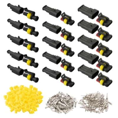 Afbeelding van QitinDasen 15 Set Waterdichte Auto Elektrische Connectoren, Verzegelde Connector Stekke Socket Kit, voor Vrachtwagen Boot (1 Pin/2 Pin/3 Pin)