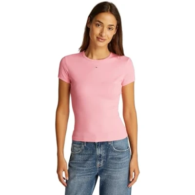Afbeelding van Tommy Jeans SLIM Essential Tshirt basic, Dames, Maat: 42, Pink sugar