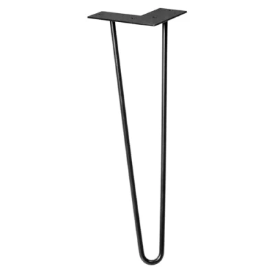 Afbeelding van WAGNER meubelpoot/tafelbeen/meubelvoet HAIRPIN LEG retro stijl staal met gepoedercoating zwart, 12 x 40 cm, poot conisch/hellend, geïntegreerde schroefplaat 12824001