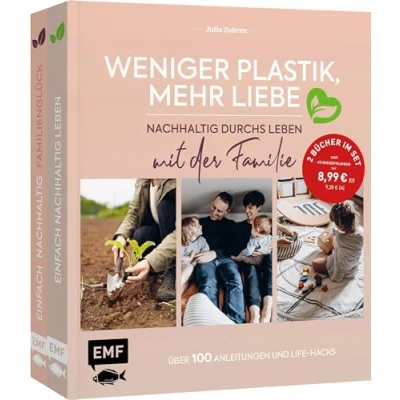 Afbeelding van Weniger Plastik, mehr Liebe: Nachhaltig durchs Leben mit der Familie: 2 Bücher im Bundle: Über 100 Anleitungen und Life Hacks: Haushalt, Kosmetik, Wohnen, Ernährung, Baby, Garten, Reisen