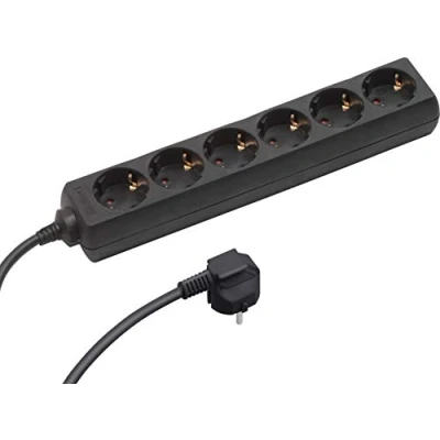 Afbeelding van Meister Tido 7430420 stekkerdoos, 6 voudig, 1,4 m kabel, zwart, kunststof IP20, voor binnen, meervoudig stopcontact, tafelstopcontact, voudig