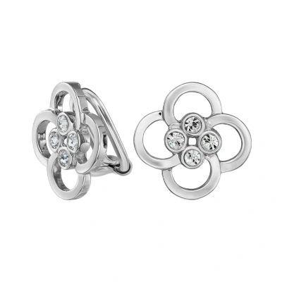 Afbeelding van Traveller Clip Oorbellen Oorclips Dames Zilverkleurig Preciosa Kristallen Geplatineerd Bloem 13 mm 157682