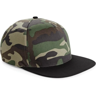 Afbeelding van Beechfield Camouflage Retro Snapback Cap (Jungle Camo/ Zwart)