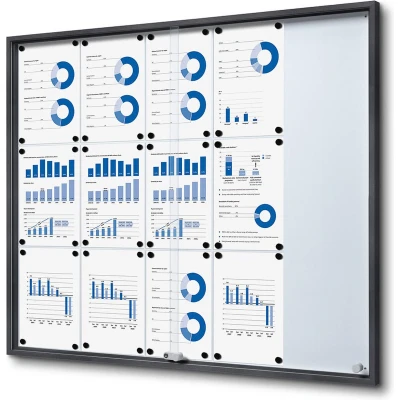 Afbeelding van Vergrendelbaar Notitiebord met Schuifdeuren Slim 15 X A4 Antraciet Syna SCSLG15XA4C7016JS Horeca &amp; Professioneel