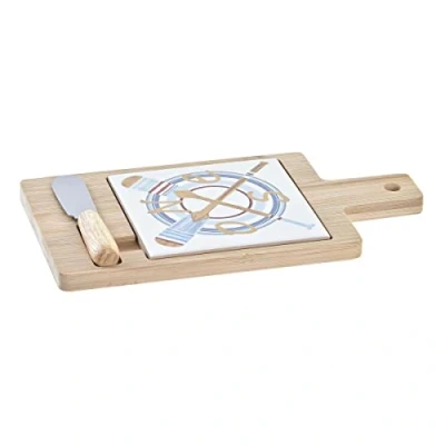 Afbeelding van Kaasplank DKD Home Decor Bamboe Keramiek Rechthoekig 3 Onderdelen 21,5 x 11,8 1,5 cm