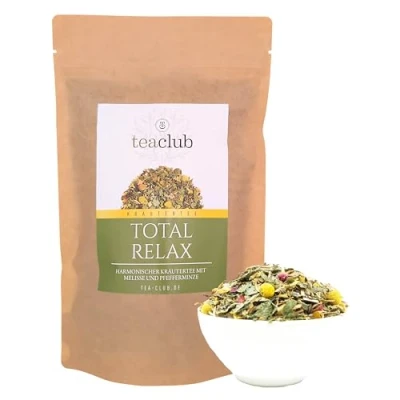 Afbeelding van Total Relax alkalische Kruidenthee los 100g, kruidentheemelange met munt citroenmelisse kamille lavendel, TeaClub