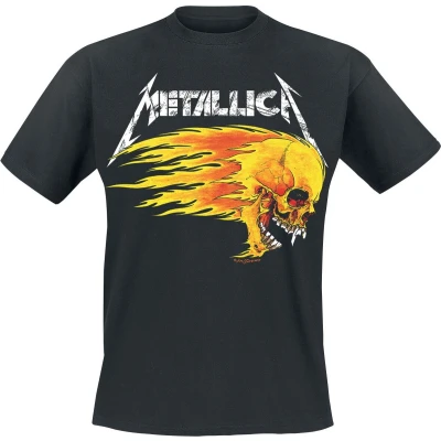 Afbeelding van Henry Tiger Metallica Flaming Skull TOUR Tshirt print, Heren, Maat: Small, Black