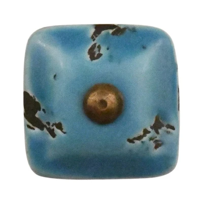 Afbeelding van Meubelbeslag Kastknop 36mm vierkant blauw/zwart