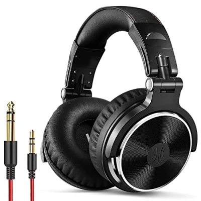 Afbeelding van OneOdio Pro 10 over ear hoofdtelefoons, bekabelde hoofdtelefoon met Shareport microfoon, jack 3,5 mm en 6,35 mm, voor opname, mixen, bewaking in de studio, DJ, gitaar, podcast, mobiele