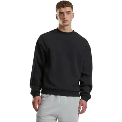 Afbeelding van Urban Classics Fluffy Crewneck Herensweater met ronde hals, oversized fit, maten S 5XL, zwart,