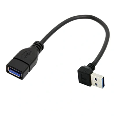 Afbeelding van chenyang CY USB 3.0 Type A Mannelijk Hoek naar Vrouwelijke Verlengkabel 20cm 5Gbps zwart U3 036 UP