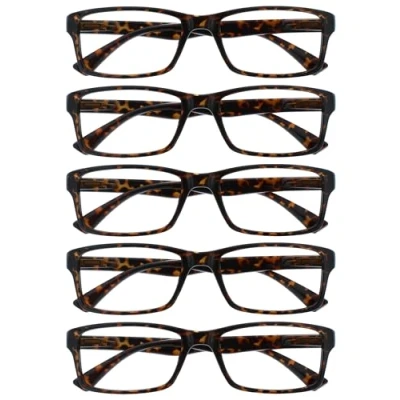 Afbeelding van The Reading Glasses Company Bruine schildpad waarde 5 Pack Mens Womens Designer stijl lezers RRRRR92 2 +3.00