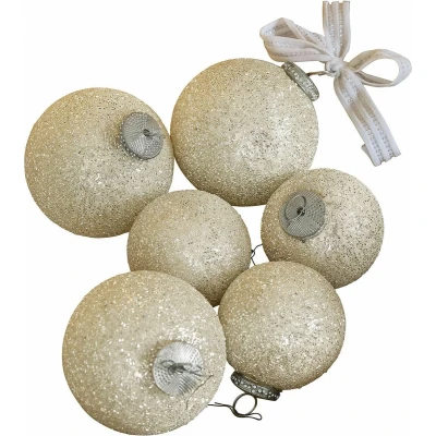 Afbeelding van LOBERON set kerstballen van 6 Shariz goudkleurig
