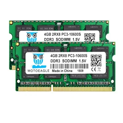 Afbeelding van motoeagle DDR3 1333 8GB Kit (2x4GB) PC3 10600 10600S 4GB SODIMM 204 Pin Unbuffered Non ECC 1.5V CL9 2Rx8 Dual Rank Notitieboek, werkgeheugen