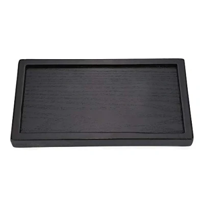 Afbeelding van Rechthoekig dienblad Zwart massief hout Theeblad Koffie Snack Eten Maaltijden Multifunctioneel voor café Restaurant Hotel Home Shop(22 * 12 2cm)