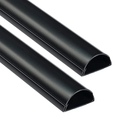 Afbeelding van D Line Maxi kabeltrunking 2 pack, wandgemonteerde tv draadonderbreker, overschilderbaar, halfrond zelfklevende kabelafdekking, bureaukabelbeheer 2x 50 mm (B) x 25 (H) 1 meter lengte zwart