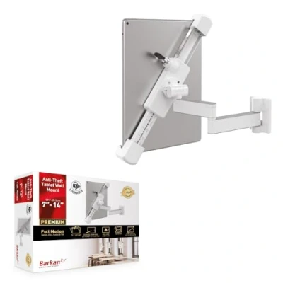 Afbeelding van Barkan Full Motion Anti Diefstal Tablet Muurbevestiging 7 14 inch Wit