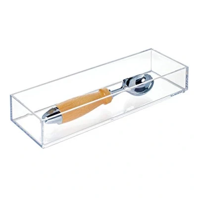 Afbeelding van iDesign Lade organizer, middelgrote ladeinzet van kunststof voor bestek en andere gebruiksvoorwerpen, opbergdoos, transparant, M: 10,2 cm x 30,5