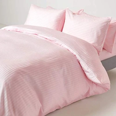 Afbeelding van Homescapes Damast beddengoed 200 x cm met satijnen strepen roze, draaddichtheid 330