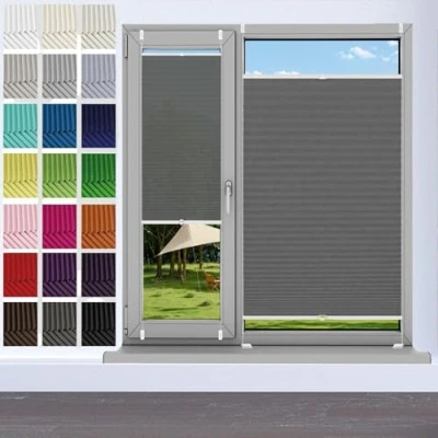 Afbeelding van Plisee Rolgordijn Zonder Boren Klemmfix 94 x 150 cm, Top Down Bottom up Rolgordijnen, Plissé Dakraam Rolgordijn, Voor Raam en Deuren, Grijs