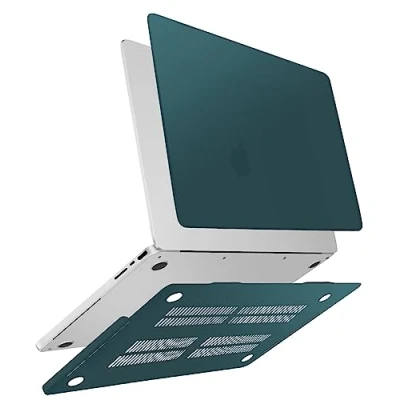 Afbeelding van ZYB Hoes Case voor MacBook Pro 16 Inch 2023 2021 met M3 M2 M1 Pro/Max Model A2991 A2780 A2485, Plastic Slanke Mat Harde Beschermhoes, Diep blauwgroen