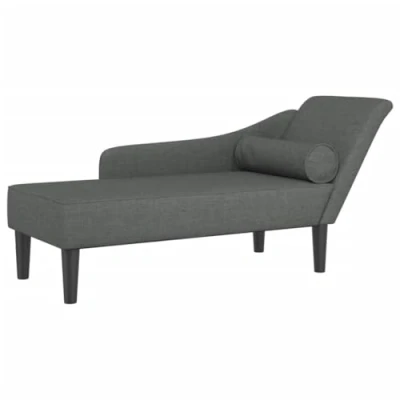 Afbeelding van Chaise longue met kussens stof donkergrijs