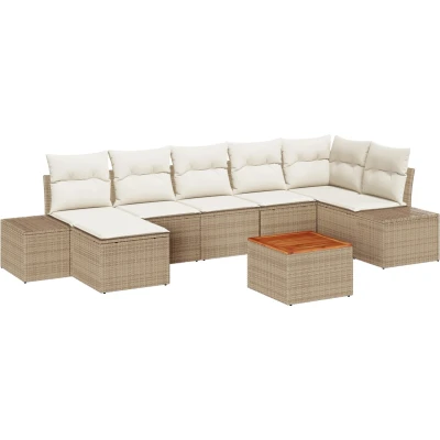 Afbeelding van vidaXL Tuin Sofa Set 8 Stukken Beige en Crème Poly Rieten Groot