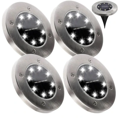Afbeelding van Solar 8 LED grondspot 0,8 Watt koud wit schemersensor set 4 stuks