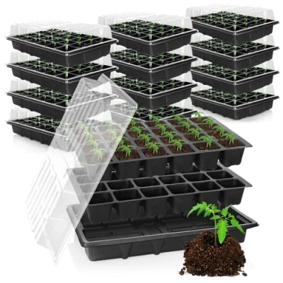 Afbeelding van COM FOUR® 48 delige kweekset, set met waterbakken, kasdek en pottrays voor het kweken van kamerplanten (048 kweekset 38x25cm)