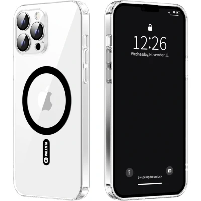 Afbeelding van Valenta Tempered Glass Back Cover MagSafe Case Apple iPhone 13 Pro Max Clear