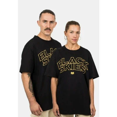 Afbeelding van Blackskies TEAM Tshirt print, Maat: Medium, Black yellow
