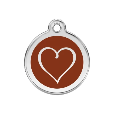 Afbeelding van Tribal Heart Brown roestvrijstalen hondenpenning medium/gemiddeld dia. 3 cm RedDingo