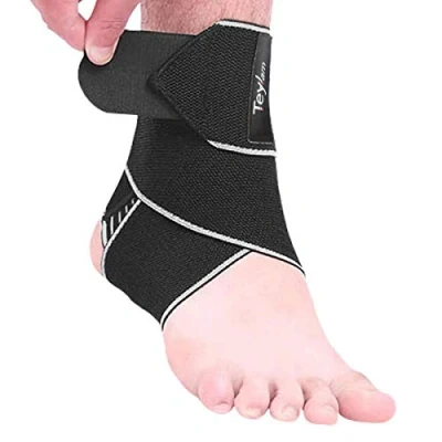 Afbeelding van Teylam enkelbandage, verstelbare bandage enkelgewricht, flexibele ultradunne voetbandage, lopen voetbal, rechter en linker enkel (grijs)