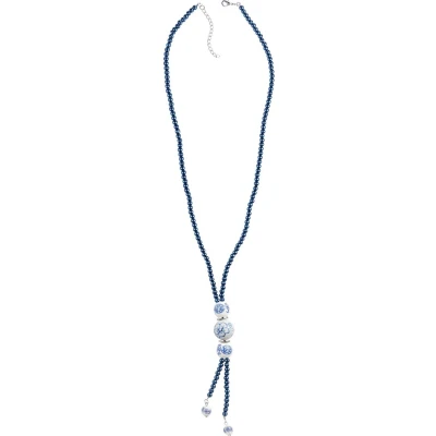 Afbeelding van Behave Lange ketting met blauwe parels en delftsblauwe kralen