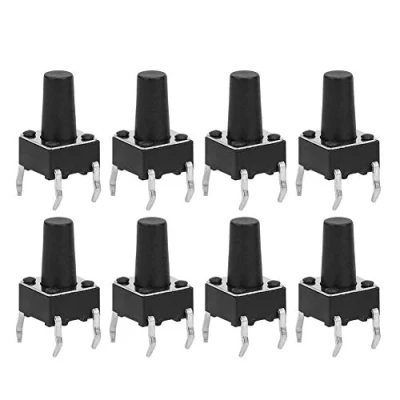 Afbeelding van Tactiele drukknopschakelaar, 100 stks DC12V 50mA DIP Micro Momentary Tact Button Switch Assortiment Kit 6 x 10 mm