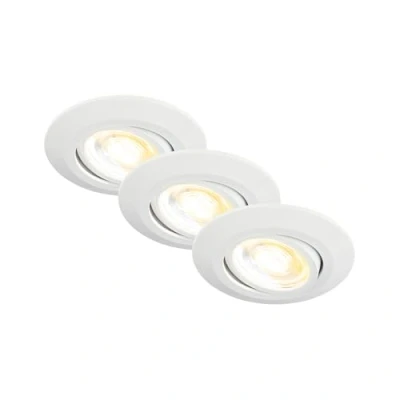 Afbeelding van BRILONER Set van 3 LED inbouwspots 230V Behuizing 50% gerecycled, Kantelbaar, Ra90, Kleurtemperatuur verandering, spot, vlak, Plafondspots, Inbouwspots, 68mm gatmaat, 90x24mm (DxH), Wit