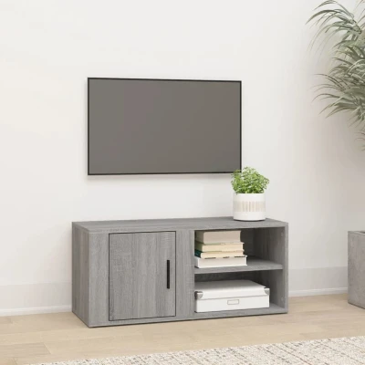 Afbeelding van Tv meubel 80x31,5x36 cm bewerkt hout grijs sonoma eikenkleurig