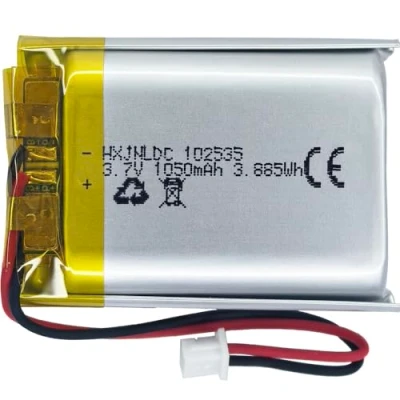 Afbeelding van DC 3.7V 1050mAh 102535 oplaadbare lithium polymeerbatterij, geschikt voor doe het zelf 3.7 5V elektronische producten met ingebouwde 2 draads batterijvervanging en LED verlichting