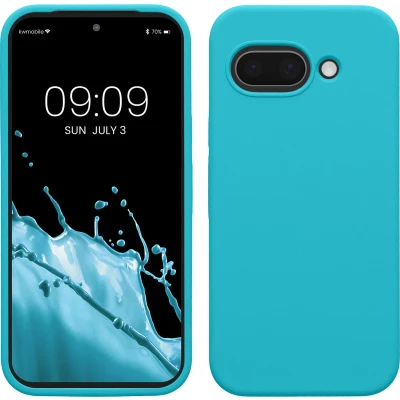 Afbeelding van kwmobile telefoonhoesje geschikt voor Google Pixel 9a Hoesje met siliconen coating Smartphone case in ijsblauw