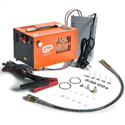 Afbeelding van TUXING PCP Luchtcompressor, Draagbaar 4500Psi/30Mpa, 8MM Snelkoppeling Compatibel voor Luchtpistool met Water/Olie Scheider, Ingebouwde Voedingsadapter (220V AC of 12V Accu Auto)