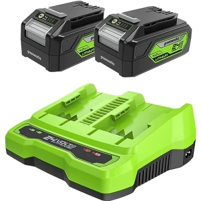 Afbeelding van Greenworks 24V Starterskit 2 x 4 Ah Accu&#039;s En Duolader